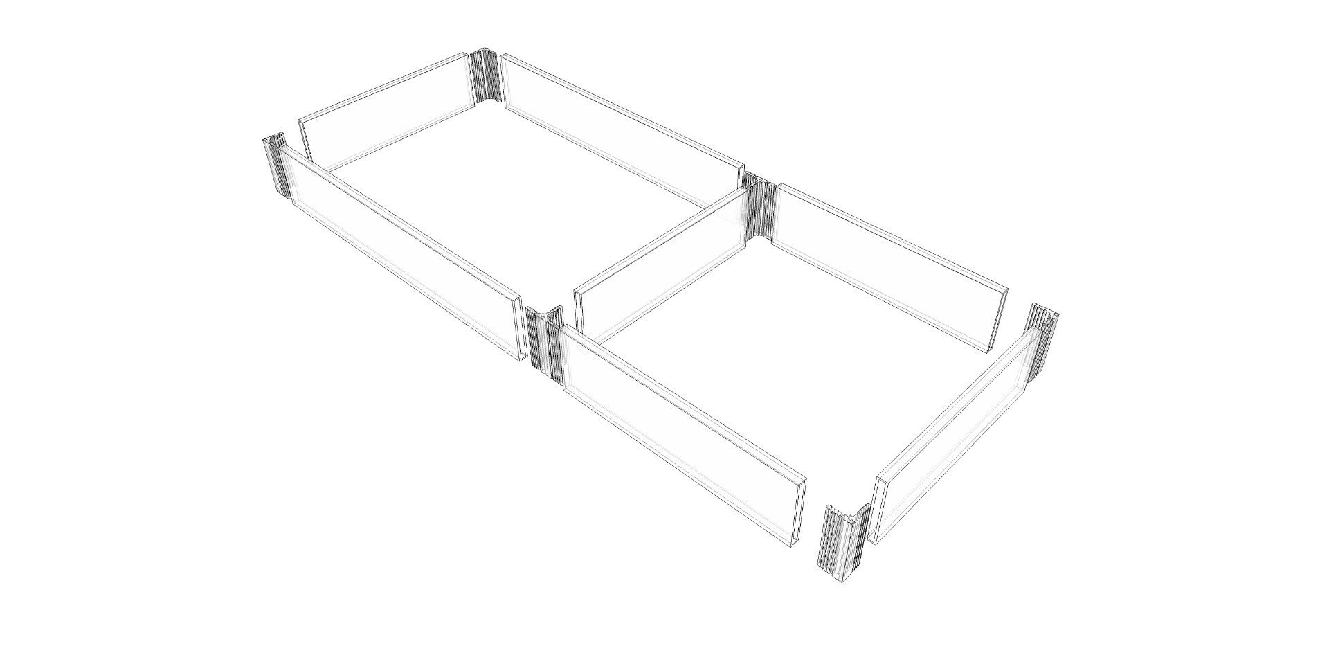 Set organizador cubertero LABRYS con 2 divisiones, de aluminio acabado stardust