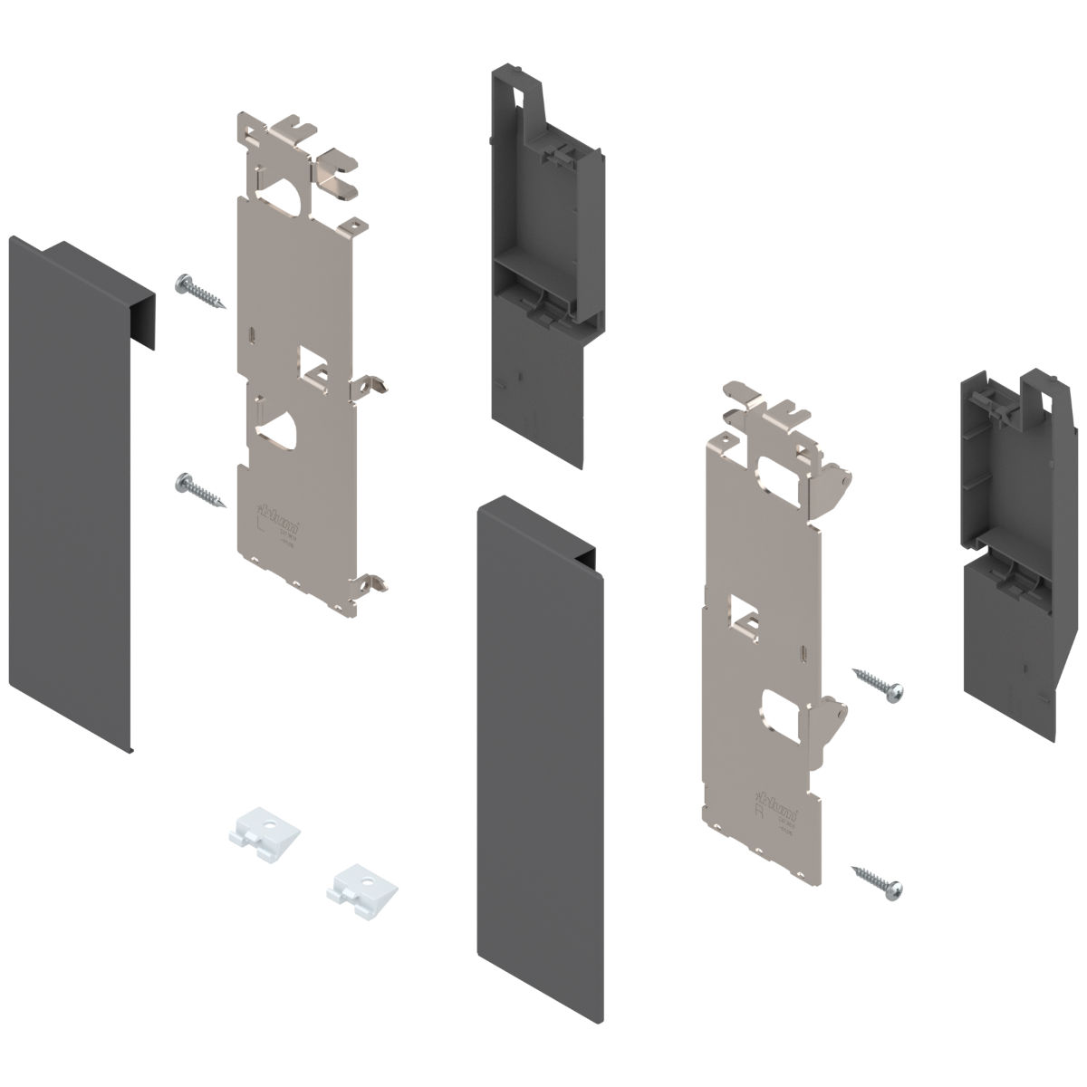 Brackets frontales LEGRABOX, altura C con galería frontal, para cajón interior, gris ORION.