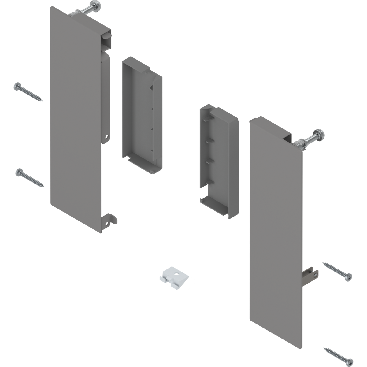 Juego de brackets frontales con galería MERIVOBOX, altura E, para cajón interior, gris indium mate