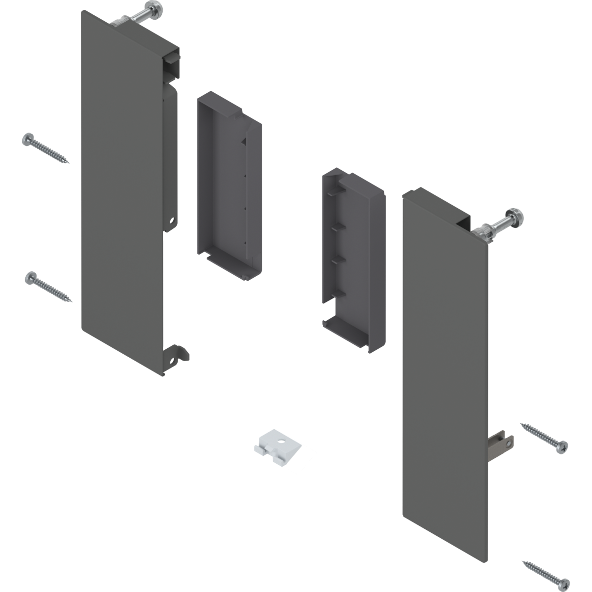 Juego de brackets frontales con galería MERIVOBOX, altura E, para cajón interior, gris orión
