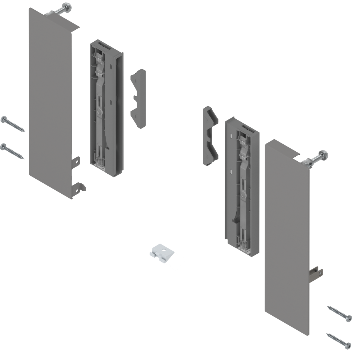 Juego de brackets frontales para cristal MERIVOBOX, altura E para cajón interior, color gris indium mate