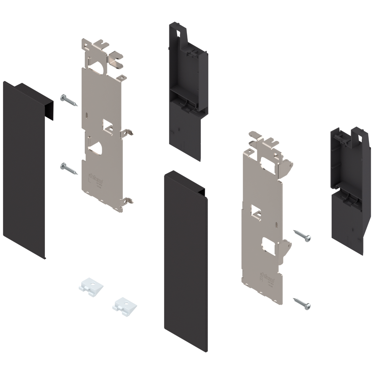 Brackets frontales LEGRABOX, altura C con galería frontal, para cajón interior, negro terra mate