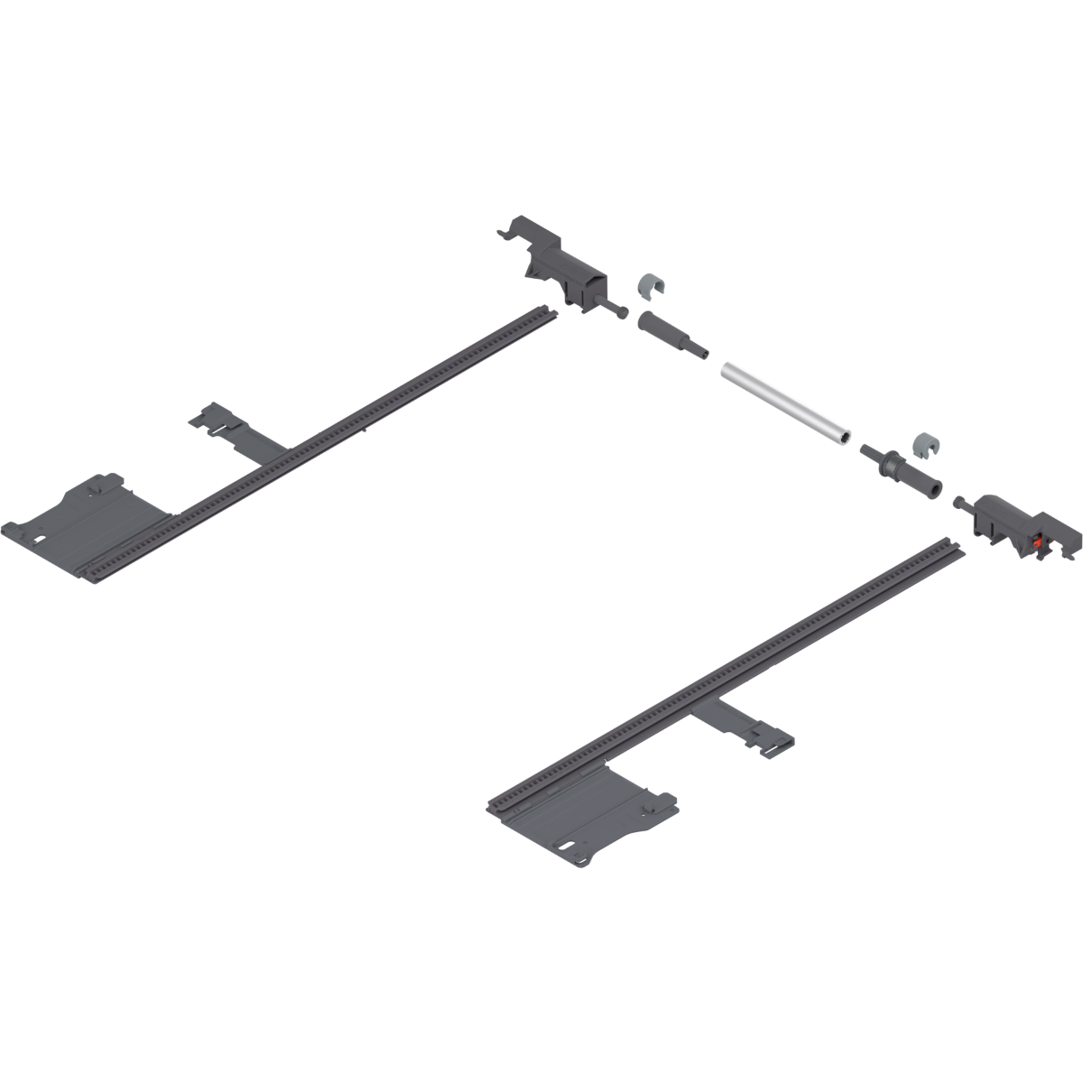 Estabilizadores laterales, largo nominal de 400 mm, ancho del mueble 1400 mm, extensión total, gris polvo