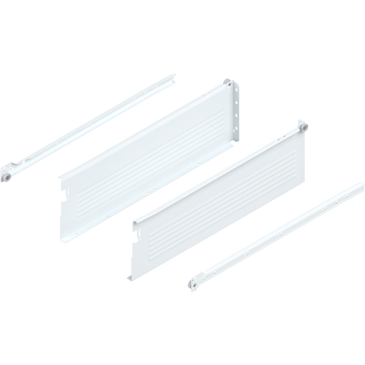 Juego de costados y correderas METABOX, altura H, longitud 500 mm, blanco nieve