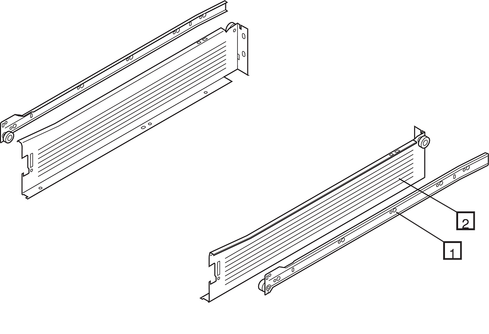 Costados y correderas METABOX, Altura M, longitud 400 mm, blanco nieve