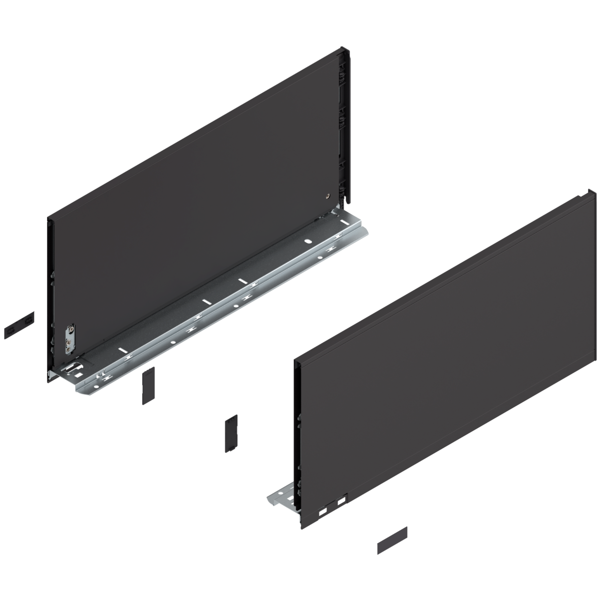 Costados LEGRABOX, altura F, longitud 500mm, negro terra mate