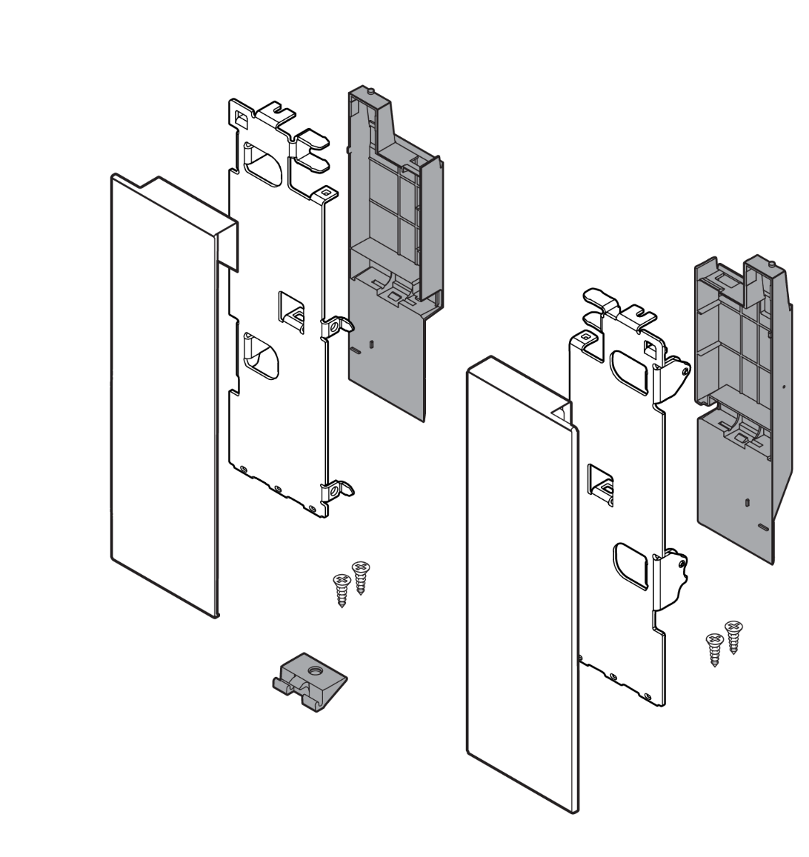 Brackets frontales LEGRABOX, altura C con galería frontal, para cajón interior, negro carbón mate