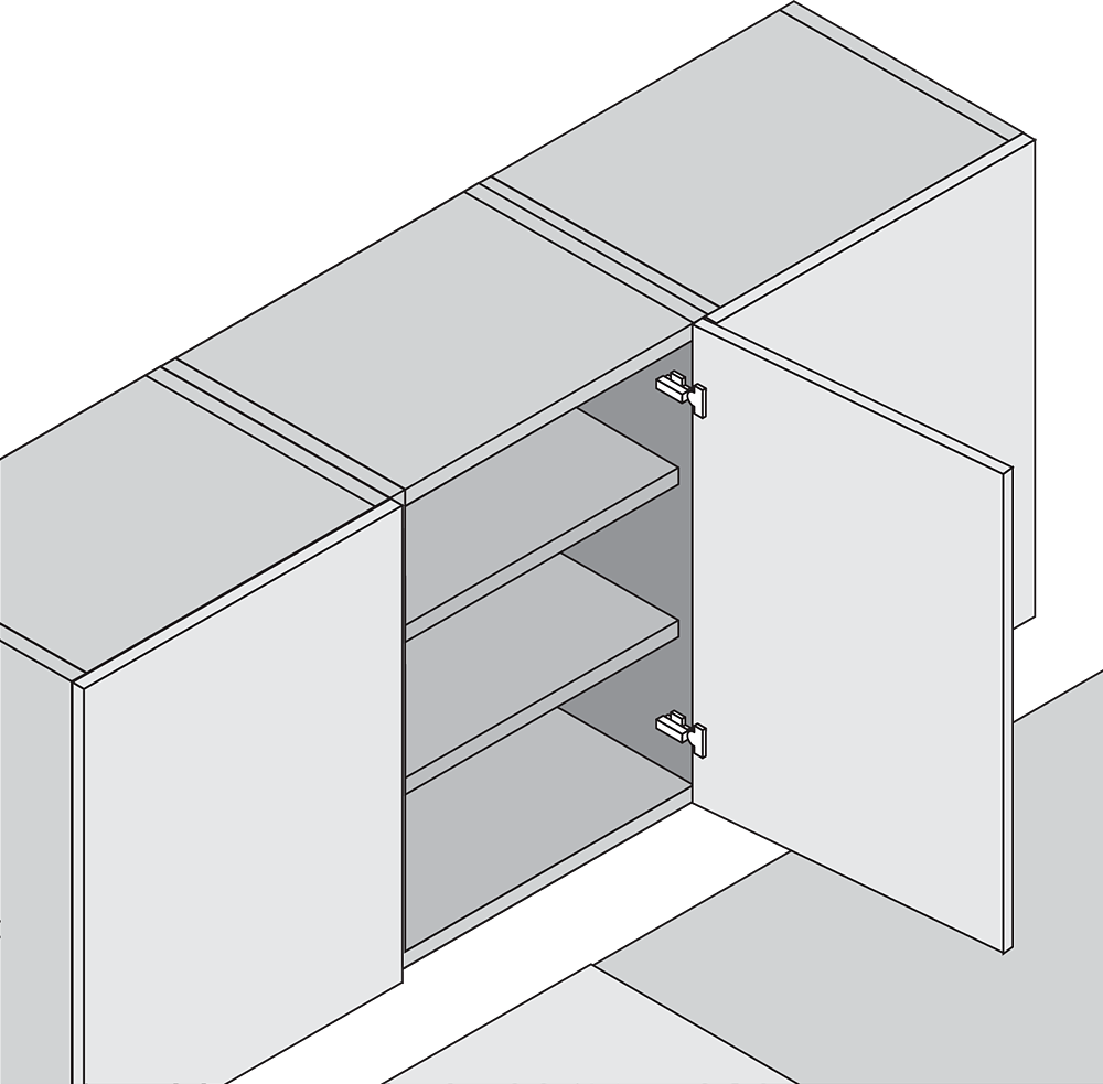 Bisagra CLIP 100°, cubrimiento total, con muelle, taquete Ø8mm, montaje a presión, níquel