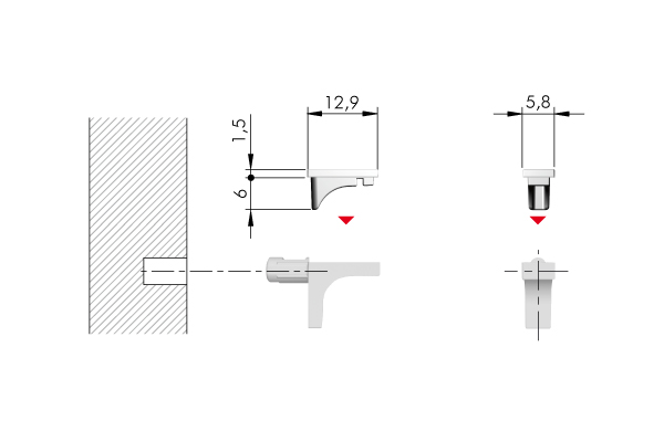 Soporte para entrepaño K-LINE, perno de 5 mm de diámetro