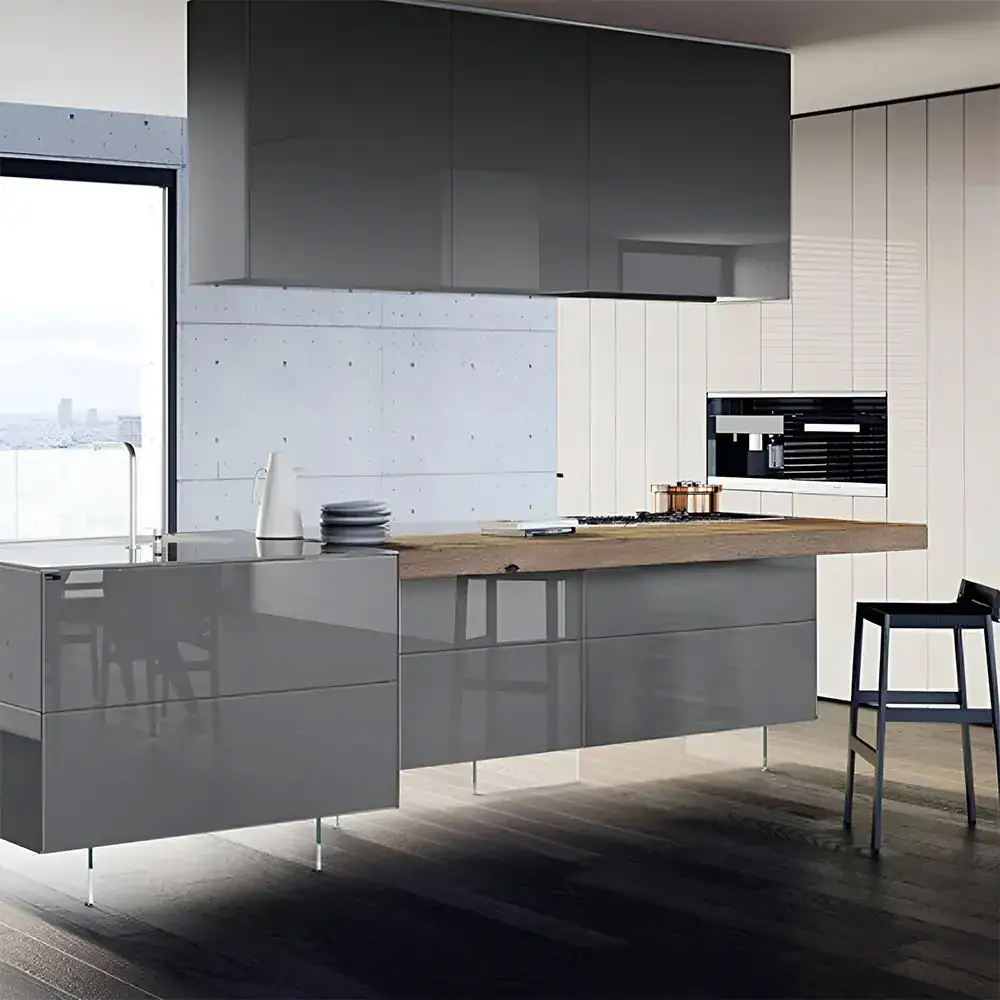 Paneles FLUENT alto brillo color gris