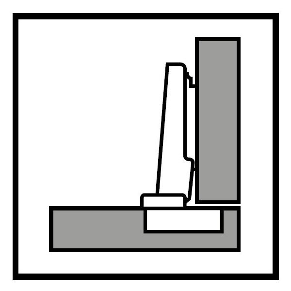 Bisagra MODUL 100 grados, cubrimiento total, con muelle, taquete Ø8mm montaje a presión