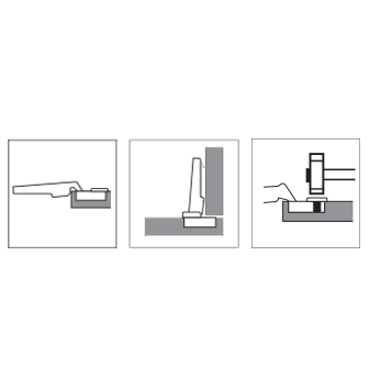 Bisagra CLIP top 110° cazoleta con muelle, montaje con taquete (medio cubrimiento)