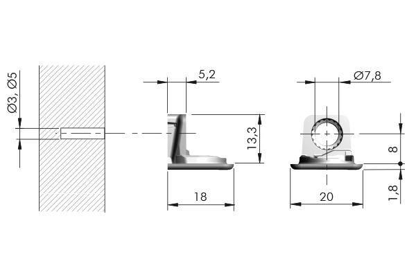 Medidas de Bracket PK2 para tornillo euro