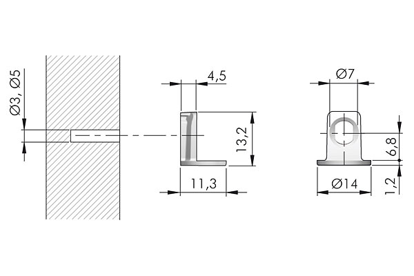 Soporte para entrepaño MAORI de montaje en superficie