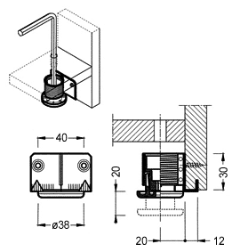 Nivelador de 0 a 20 mm, cap. carga de 150 kg, zamak