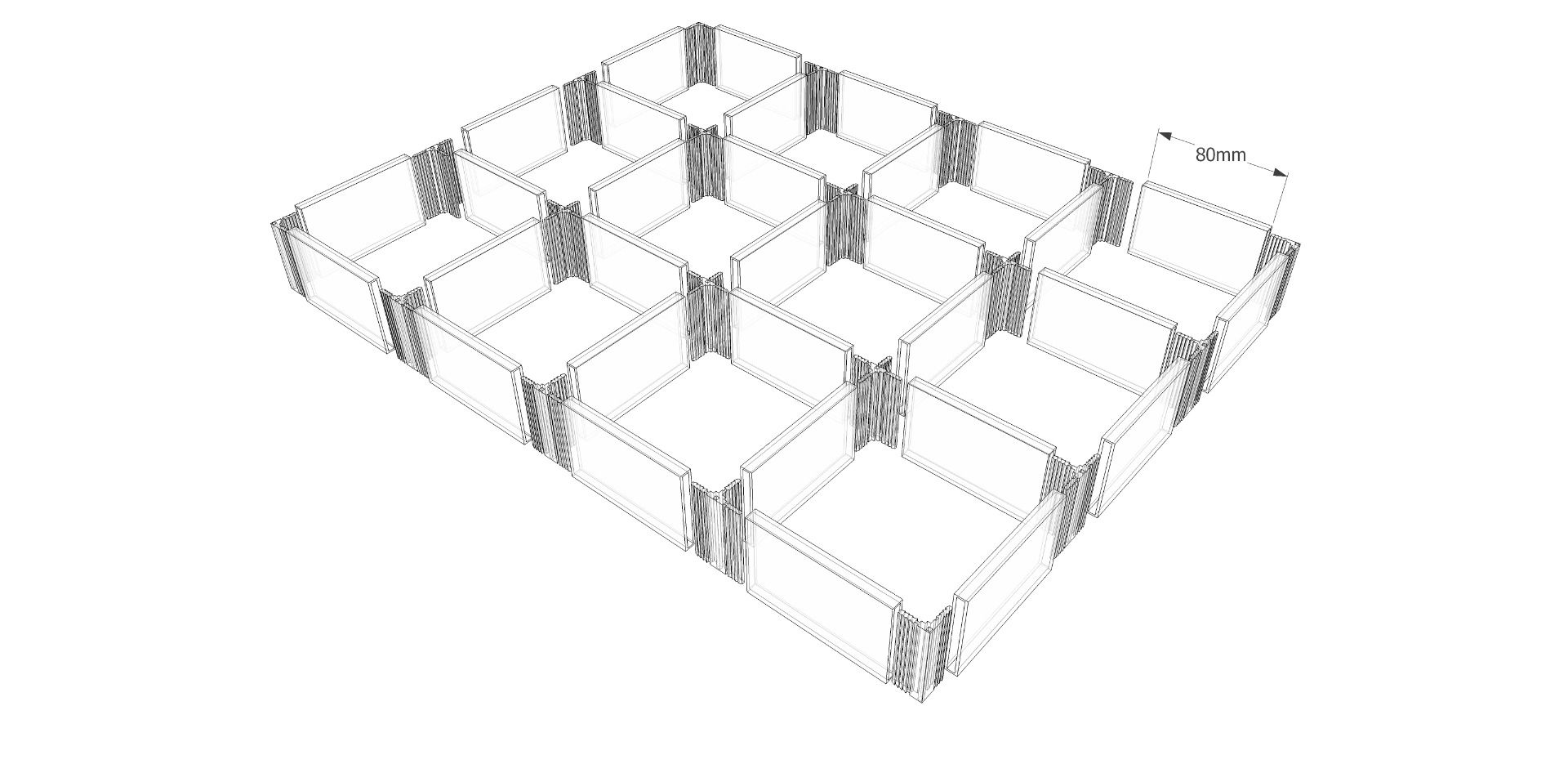 Organización LABRYS para de 12 divisiones, med. 276 x 365 x 51 mm, acabado startdust