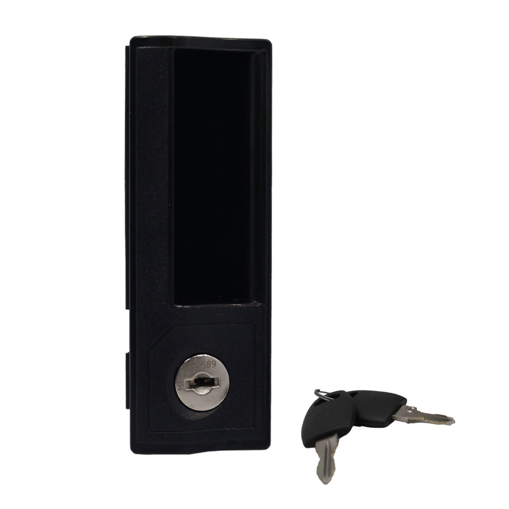 Cerradura con Jaladera para mueble metálico, acabado negro