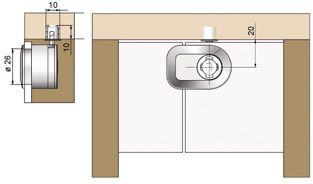 Cerradura dos puertas de Vidrio