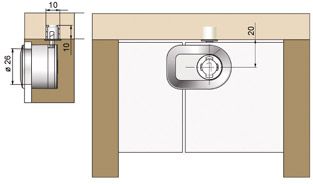 Cerradura para 2 puertas de Vidrio