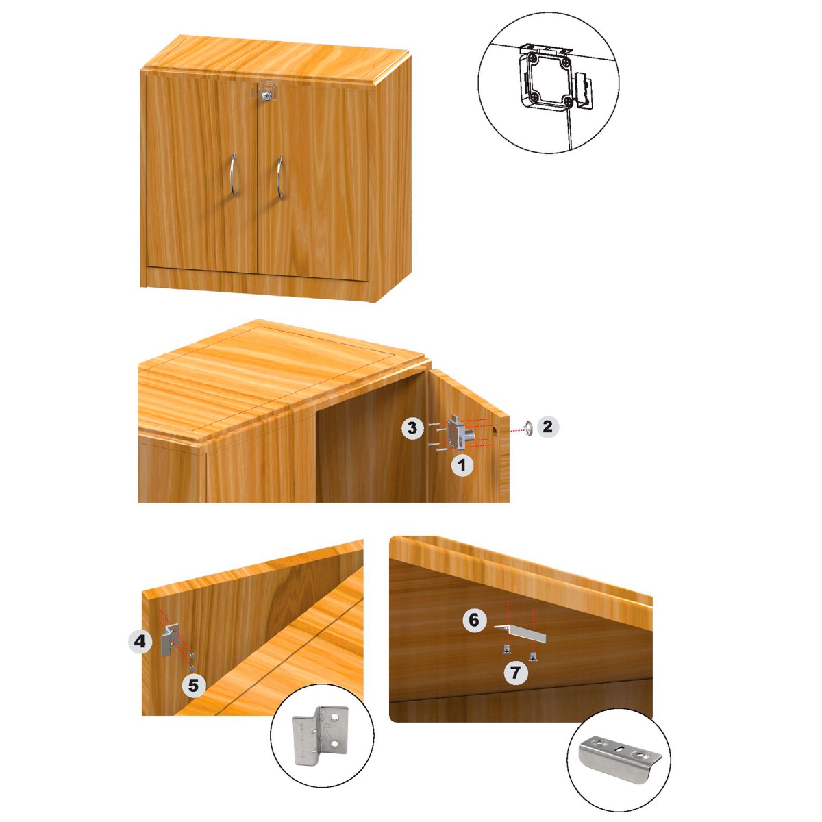 Cilindro para 2 puertas, acabado níquel