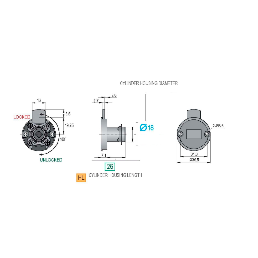 Cerradura redonda para una puerta, acabado níquel