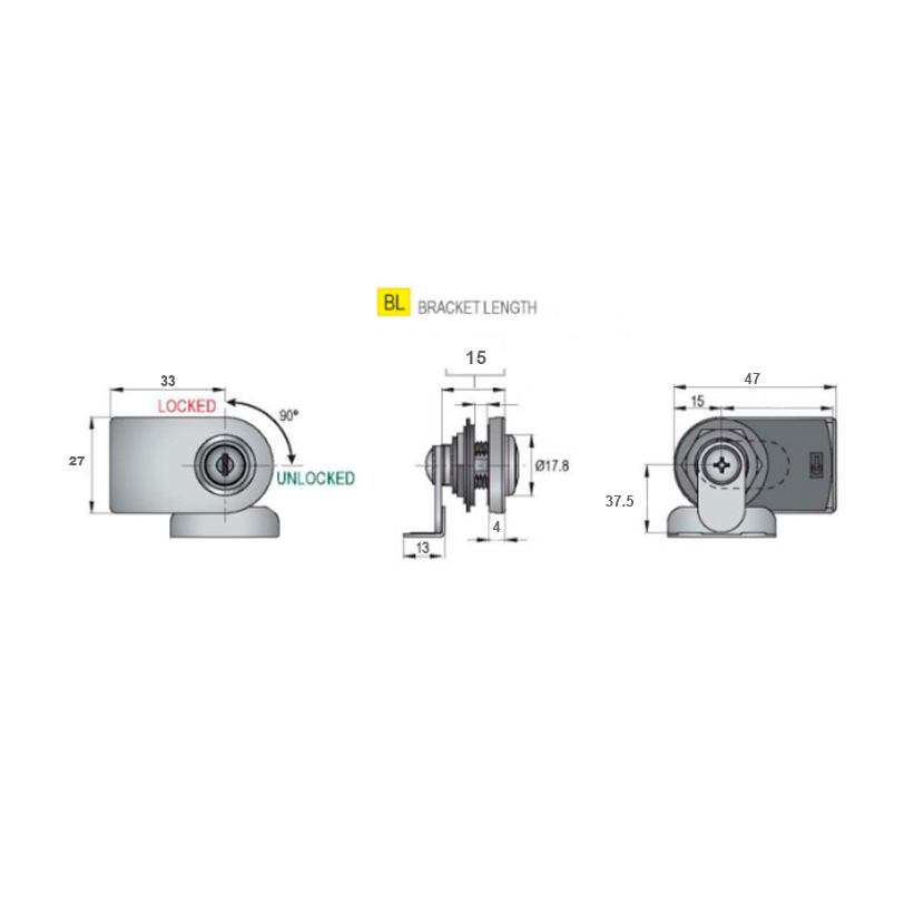 Cerradura para 1 puerta de vidrio de mueble