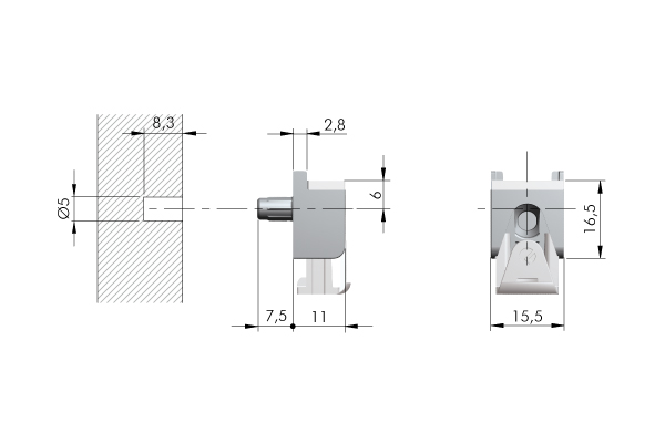 Soporte para entrepaño de vidrio KUBIC 