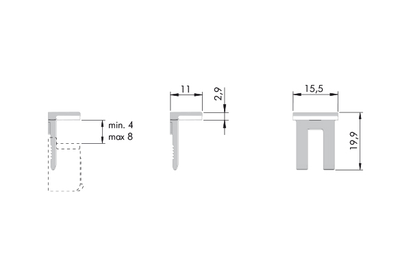 Soporte para entrepaño de vidrio KUBIC 