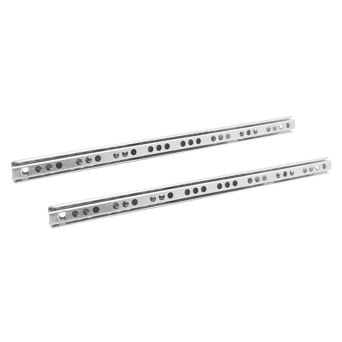 Corredera mini de 3/4 de extensión con perforaciones continuas. 