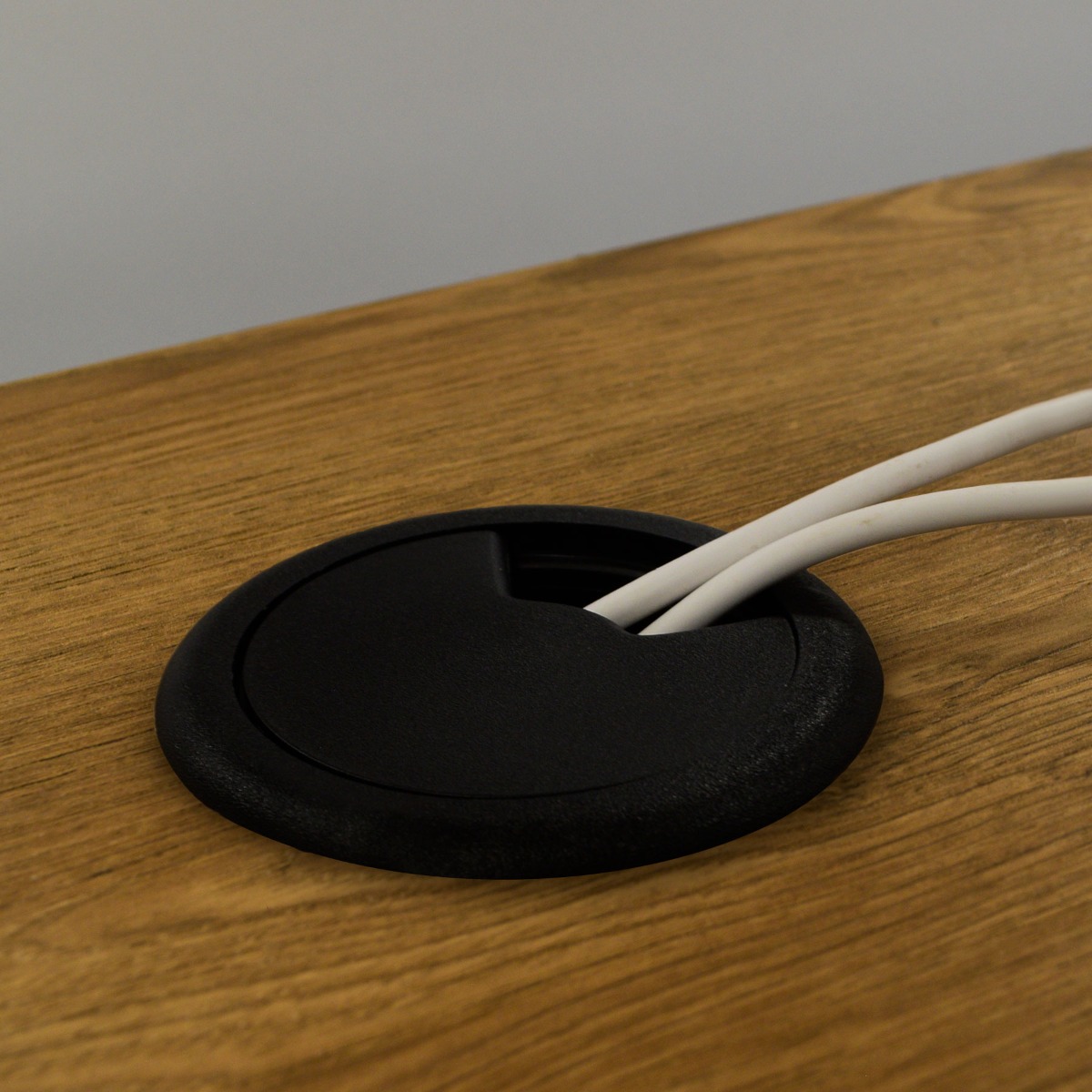 Pasacables de plástico para escritorio, 70 mm x 18 mm x 60 mm, color negro