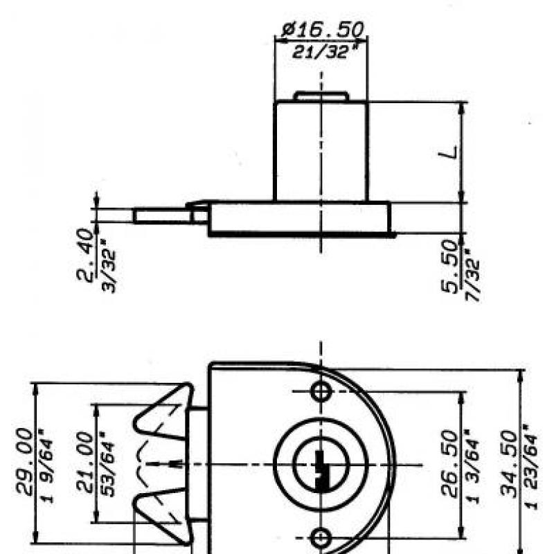 Cerradura para puerta de cortina vertical acabado US14 con base negra