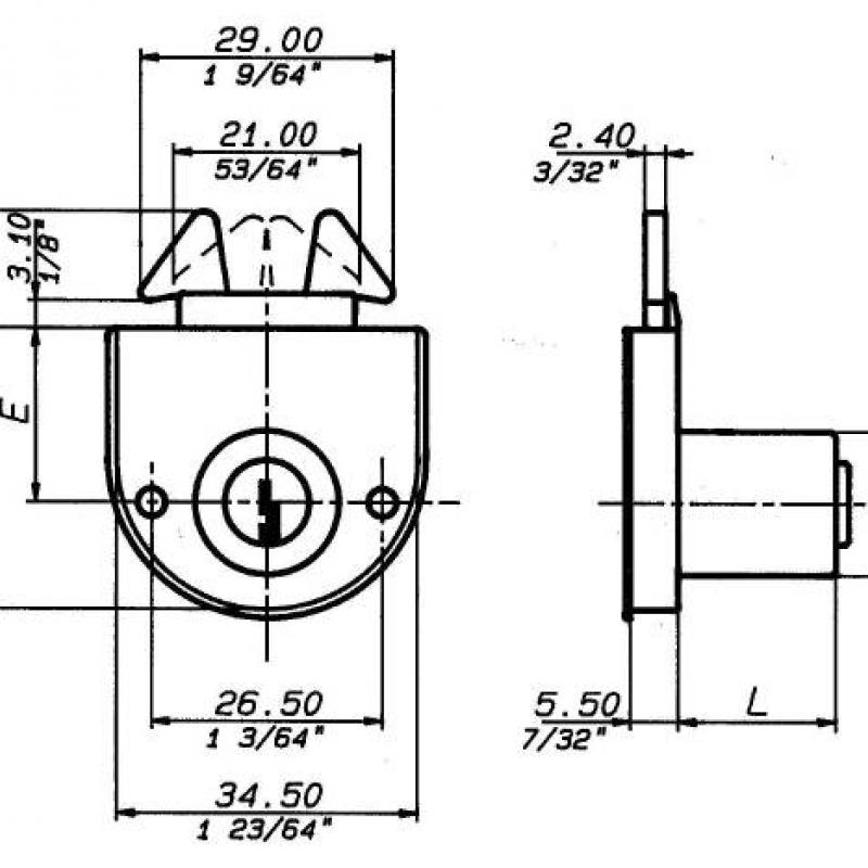 Cerradura para puerta de cortina horizontal acabado US14 con base negra