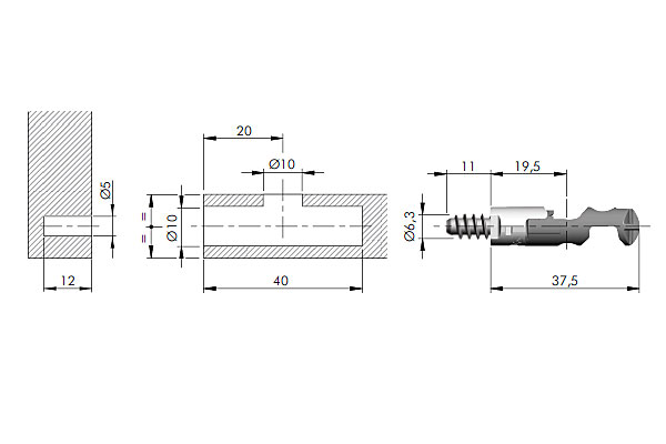 Sistema de unión TARGET J10 con tornillo Euro para conexión de paneles y armado de muebles