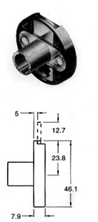 Cilindro CB-230 montaje horizontal caja redonda, profundidad del pestillo 5mm, longitud 23.8mm.