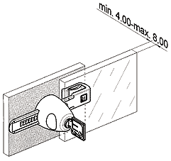 Cerradura p/dos puertas de cristal corredizas,  acab. aluminio