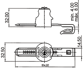 Cerradura p/dos puertas de cristal corredizas,  acab. aluminio