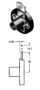 Cilindro CB-231 montaje horizontal caja redonda, profundidad del pestillo 2.4mm, longitud 35mm.