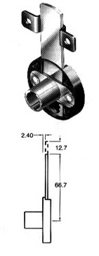 Cilindro CB-232 montaje horizontal caja redonda, profundidad del pestillo 2.4mm, longitud 66.7mm.