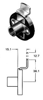 Cilindro CB-234 montaje horizontal caja redonda, profundidad del pestillo 15.1mm, longitud 38.1mm.