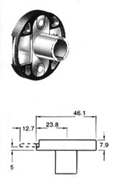 Cilindro CB-240 montaje vertical caja redonda, profundidad del pestillo 5mm, longitud 23.8mm.