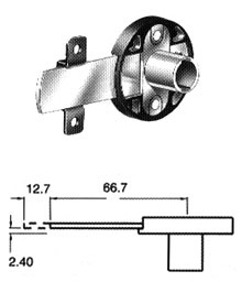 Cilindro CB-242 montaje vertical caja redonda, profundidad del pestillo 2.4mm, longitud 12.7mm.