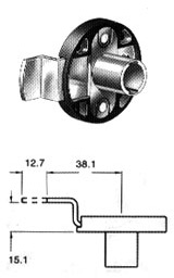 Cilindro CB-244 montaje vertical caja redonda, profundidad del pestillo 15.1mm, longitud 38.1mm.