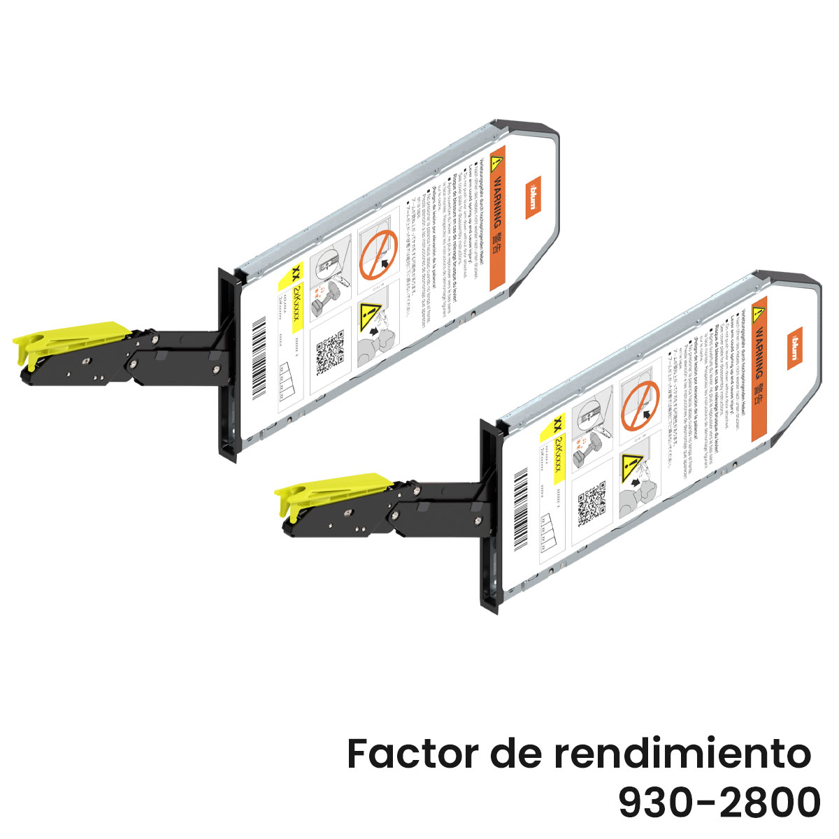 Juego de mecanismo de elevación AVENTOS HKi BLUMOTION, Factor de rendimiento 930-2800.