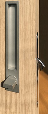 Jaladera con perilla para puerta deslizable con cerradura, acabado aluminio mate