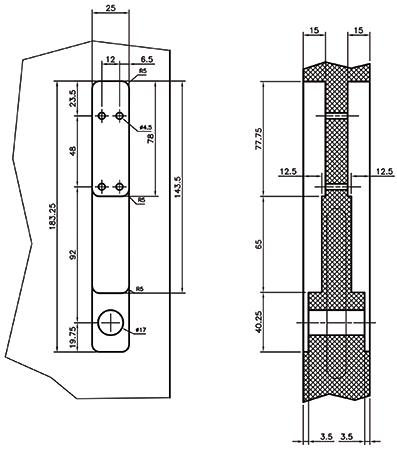 Jaladera con perilla para puerta deslizable con cerradura, acabado aluminio mate