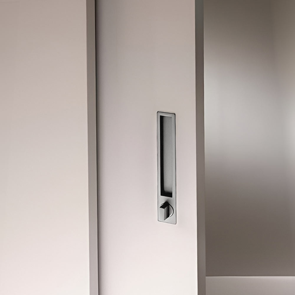 Jaladera con perilla para puerta deslizable con cerradura, acabado aluminio mate