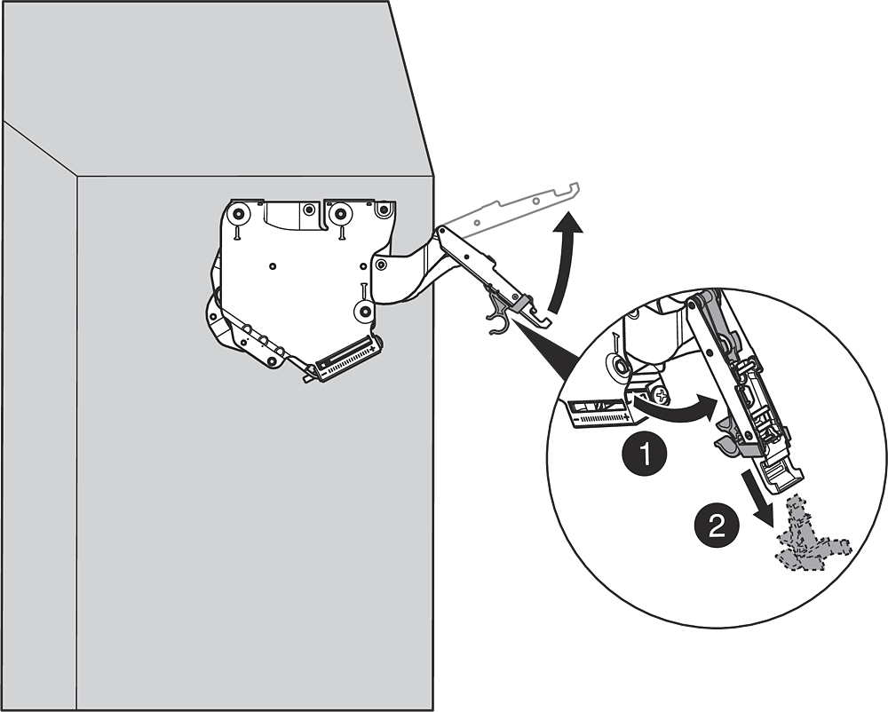 Juego de mecanismo de elevación 107° HK-S, Factor 960-2040, tapas Gris Obscuro