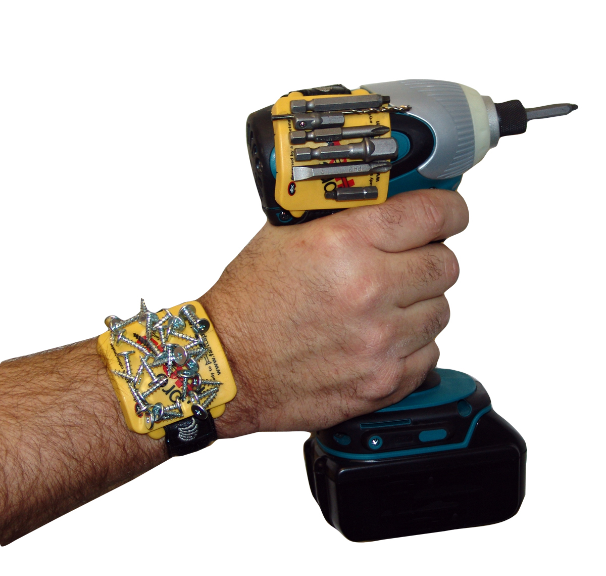 Pulsera magnética para sostener tornillos y clavos