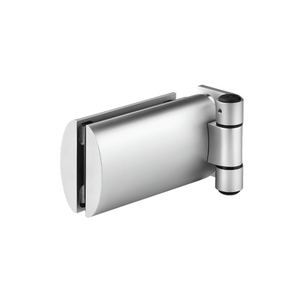 Bisagra GLISS para vidrio de 8-12mm, capacidad 55kg por par, cromo mate.
