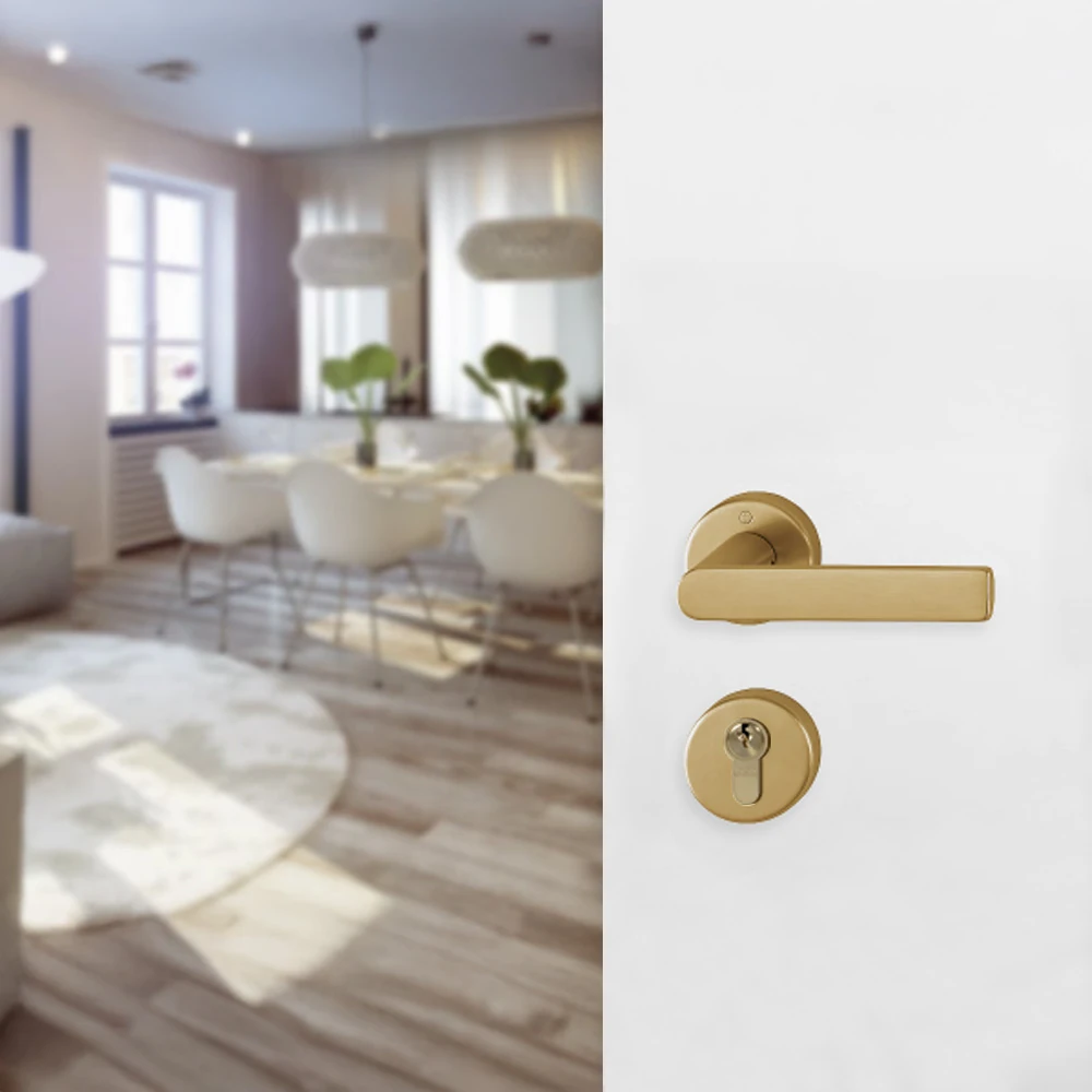 Set de manijas LOS ANGELES Resista® para recámara, acabado latón satinado